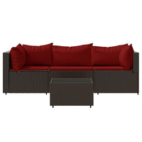 Thumbnail for 4-tlg. Garten-Lounge-Set mit Kissen Braun Poly Rattan