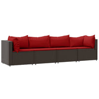 Thumbnail for 4-tlg. Garten-Lounge-Set mit Kissen Braun Poly Rattan