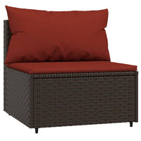 Thumbnail for 3-tlg. Garten-Lounge-Set mit Kissen Braun Poly Rattan