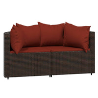 Thumbnail for Garten-Ecksofas mit Kissen 2 Stk. Braun Poly Rattan