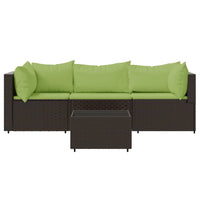 Thumbnail for 4-tlg. Garten-Lounge-Set mit Kissen Braun Poly Rattan