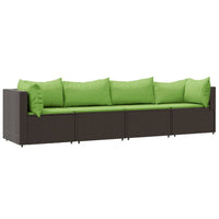 Thumbnail for 4-tlg. Garten-Lounge-Set mit Kissen Braun Poly Rattan