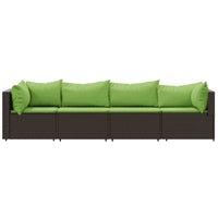 Thumbnail for 4-tlg. Garten-Lounge-Set mit Kissen Braun Poly Rattan