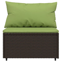 Thumbnail for Garten-Mittelsofa mit Kissen Braun Poly Rattan