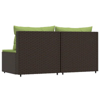 Thumbnail for Garten-Mittelsofas mit Kissen 2 Stk. Braun Poly Rattan