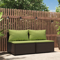 Thumbnail for Garten-Mittelsofas mit Kissen 2 Stk. Braun Poly Rattan