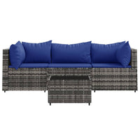 Thumbnail for 4-tlg. Garten-Lounge-Set mit Kissen Grau Poly Rattan