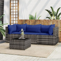 Thumbnail for 4-tlg. Garten-Lounge-Set mit Kissen Grau Poly Rattan