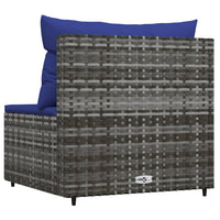 Thumbnail for Garten-Mittelsofa mit Kissen Grau Poly Rattan