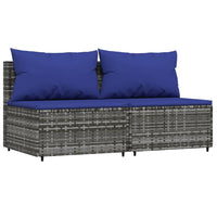Thumbnail for Garten-Mittelsofas mit Kissen 2 Stk. Grau Poly Rattan