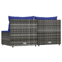 Thumbnail for Garten-Mittelsofas mit Kissen 2 Stk. Grau Poly Rattan