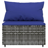 Thumbnail for 3-tlg. Garten-Lounge-Set mit Kissen Grau Poly Rattan