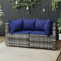 Thumbnail for Garten-Ecksofas mit Kissen 2 Stk. Grau Poly Rattan