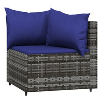 Thumbnail for 3-tlg. Garten-Lounge-Set mit Kissen Grau Poly Rattan