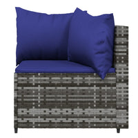 Thumbnail for 3-tlg. Garten-Lounge-Set mit Kissen Grau Poly Rattan