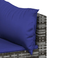 Thumbnail for 3-tlg. Garten-Lounge-Set mit Kissen Grau Poly Rattan