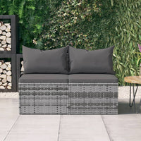 Thumbnail for Garten-Mittelsofas mit Kissen 2 Stk. Grau Poly Rattan