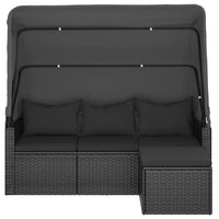 Thumbnail for 3-Sitzer-Gartensofa mit Dach und Fußhocker Schwarz Poly Rattan