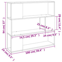 Thumbnail for Bücherregal/Raumteiler Grau Sonoma 100x24x94 cm
