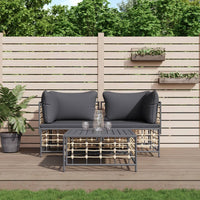 Thumbnail for 3-tlg. Garten-Lounge-Set mit Kissen Anthrazit Poly Rattan