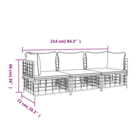 Thumbnail for 3-tlg. Garten-Lounge-Set mit Kissen Anthrazit Poly Rattan