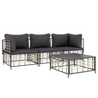 Thumbnail for 4-tlg. Garten-Lounge-Set mit Kissen Anthrazit Poly Rattan