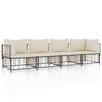 Thumbnail for 4-tlg. Garten-Lounge-Set mit Kissen Anthrazit Poly Rattan