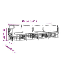 Thumbnail for 4-tlg. Garten-Lounge-Set mit Kissen Anthrazit Poly Rattan