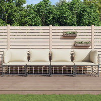 Thumbnail for 4-tlg. Garten-Lounge-Set mit Kissen Anthrazit Poly Rattan