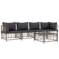 Thumbnail for 5-tlg. Garten-Lounge-Set mit Kissen Anthrazit Poly Rattan