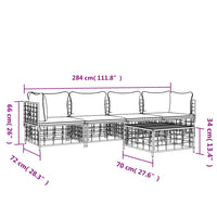 Thumbnail for 5-tlg. Garten-Lounge-Set mit Kissen Anthrazit Poly Rattan