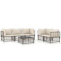 Thumbnail for 6-tlg. Garten-Lounge-Set mit Kissen Anthrazit Poly Rattan
