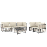 Thumbnail for 6-tlg. Garten-Lounge-Set mit Kissen Anthrazit Poly Rattan