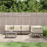 Thumbnail for 6-tlg. Garten-Lounge-Set mit Kissen Anthrazit Poly Rattan