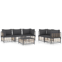 Thumbnail for 6-tlg. Garten-Lounge-Set mit Kissen Anthrazit Poly Rattan