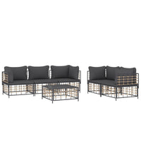 Thumbnail for 6-tlg. Garten-Lounge-Set mit Kissen Anthrazit Poly Rattan