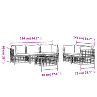 Thumbnail for 6-tlg. Garten-Lounge-Set mit Kissen Anthrazit Poly Rattan