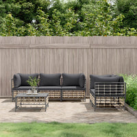 Thumbnail for 6-tlg. Garten-Lounge-Set mit Kissen Anthrazit Poly Rattan