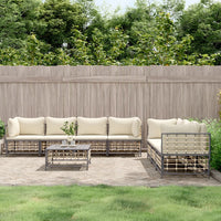 Thumbnail for 8-tlg. Garten-Lounge-Set mit Kissen Anthrazit Poly Rattan