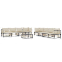 Thumbnail for 9-tlg. Garten-Lounge-Set mit Kissen Anthrazit Poly Rattan