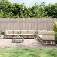 Thumbnail for 9-tlg. Garten-Lounge-Set mit Kissen Anthrazit Poly Rattan