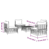 Thumbnail for 5-tlg. Garten-Lounge-Set mit Kissen Anthrazit Poly Rattan