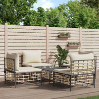Thumbnail for 5-tlg. Garten-Lounge-Set mit Kissen Anthrazit Poly Rattan