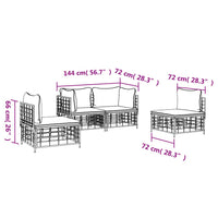 Thumbnail for 4-tlg. Garten-Lounge-Set mit Kissen Anthrazit Poly Rattan