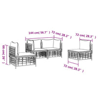 Thumbnail for 4-tlg. Garten-Lounge-Set mit Kissen Anthrazit Poly Rattan
