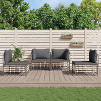 Thumbnail for 4-tlg. Garten-Lounge-Set mit Kissen Anthrazit Poly Rattan