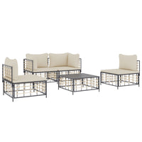 Thumbnail for 5-tlg. Garten-Lounge-Set mit Kissen Anthrazit Poly Rattan