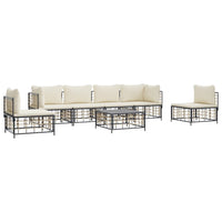 Thumbnail for 7-tlg. Garten-Lounge-Set mit Kissen Anthrazit Poly Rattan