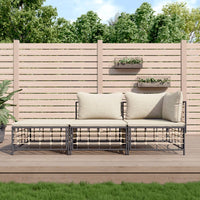 Thumbnail for 3-tlg. Garten-Lounge-Set mit Kissen Anthrazit Poly Rattan