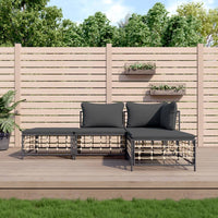 Thumbnail for 4-tlg. Garten-Lounge-Set mit Kissen Anthrazit Poly Rattan